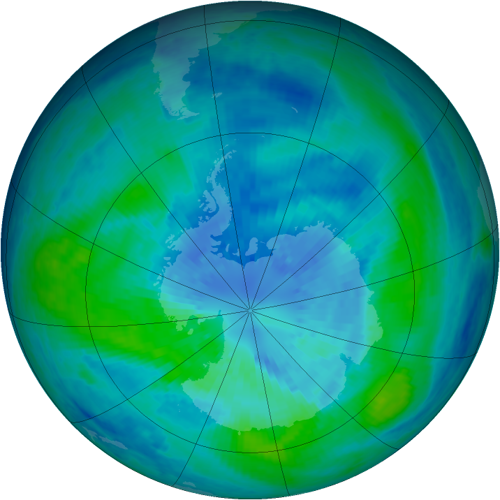 Antarctic ozone map for 26 March 2003